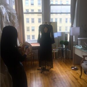 Custom made black, Chantilly lace dress